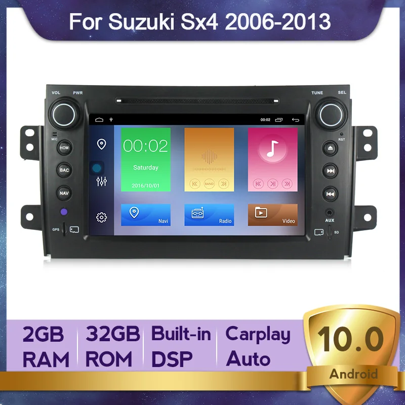 Автомобильный мультимедийный плеер 2 din Android 10 с радио DVD для Suzuki SX4 2006-2011 2012 2013 Fiat