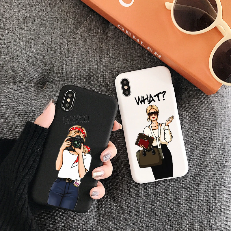 Модный жесткий чехол для телефона из ТПУ с девушкой работы iPhone 12Pro 11ProMax X XR XS Max 8 7 6s