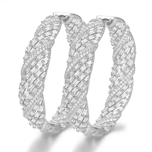 Silver Earring Only GODKI, новинка, роскошный геометрический браслет, 3 шт., серьги, кольцо, ювелирные наборы для женщин, для свадьбы, кубический цирконий, помолвка, Дубай, ювелирные наборы - Окраска металла: Silver Earring Only