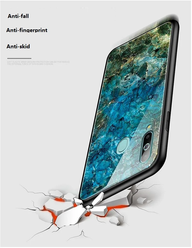 Мраморный градиентный стеклянный зеркальный чехол для samsung A40 A50 A60 A70 M40 защитное закаленное стекло+ ТПУ