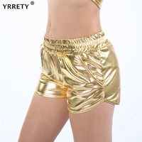 yrrety fashion women high waist shorts shiny metallic leg gold silver fashion night club dancing wear sexy shorts workout party