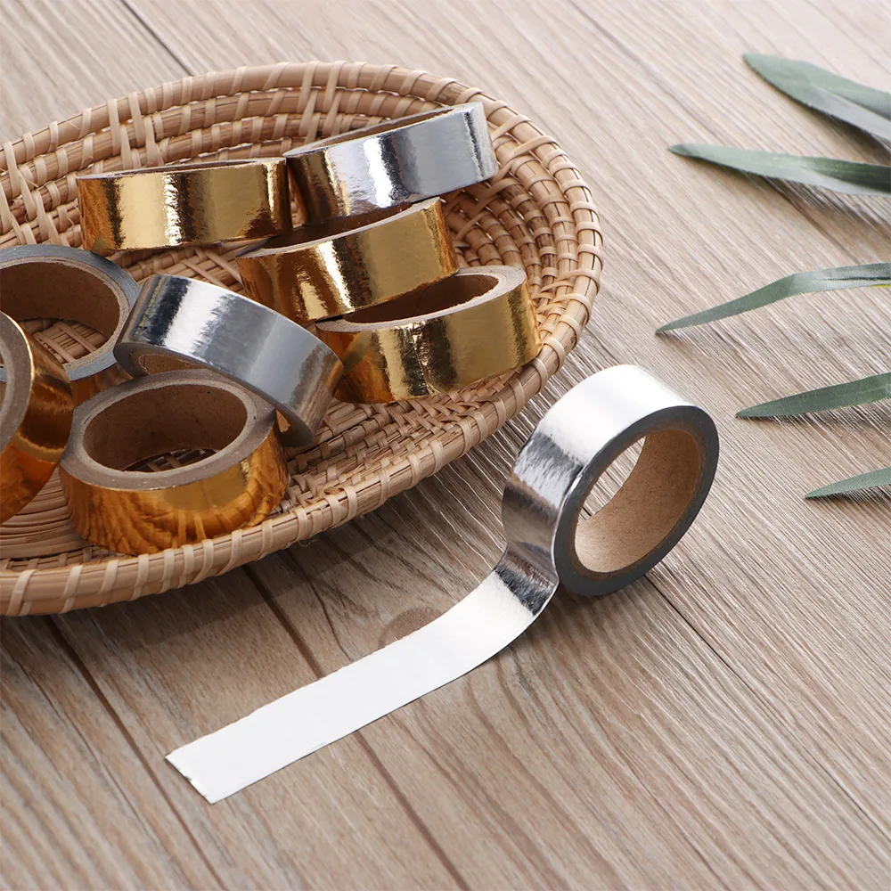 1 рулон клейкой Серебряные золотые тиснения лента Washi Скрапбукинг Рождественский