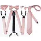 DiBanGu Мужской Шелковый эластичный комплект с галстуком-бабочкой и галстуком Регулируемый Y-образный широкий ремешок на зажиме для взрослых для свадебной вечеринки