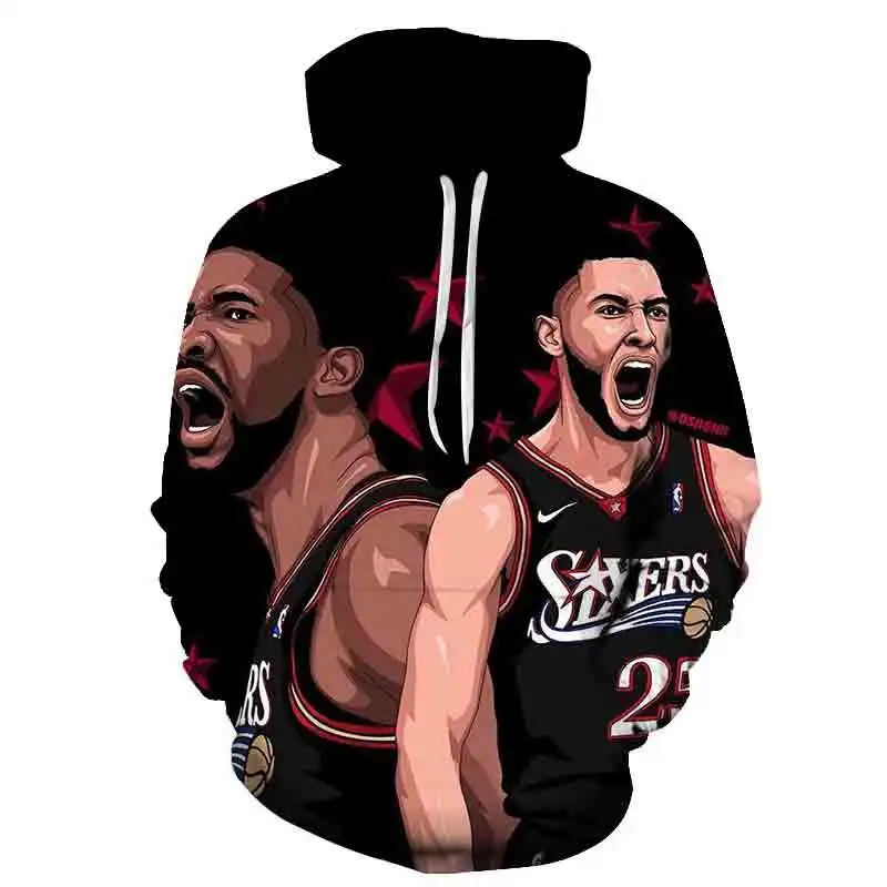 

Men's 3D Printing Featured Hoodie Basketball Star Hoodie Boy Street Style Long Sleeve Popular Hip Hop Sports Hoodie