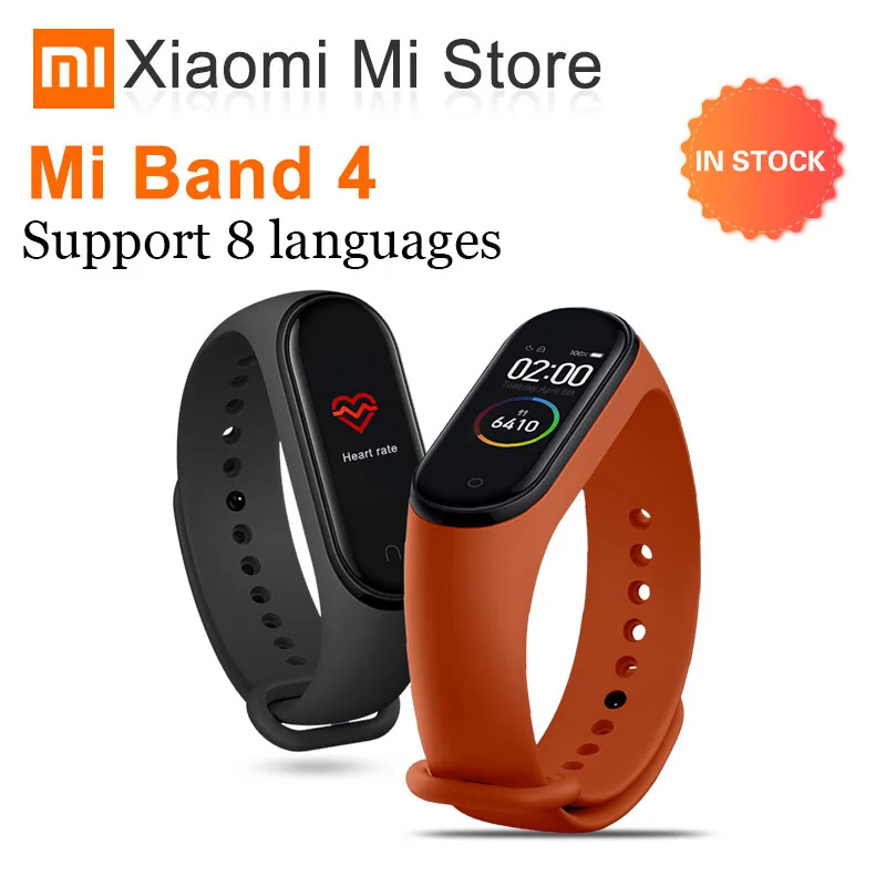 Оригинальный Смарт браслет Xiaomi Mi Band 4 смарт miband фитнес с пульсометром 135 мАч