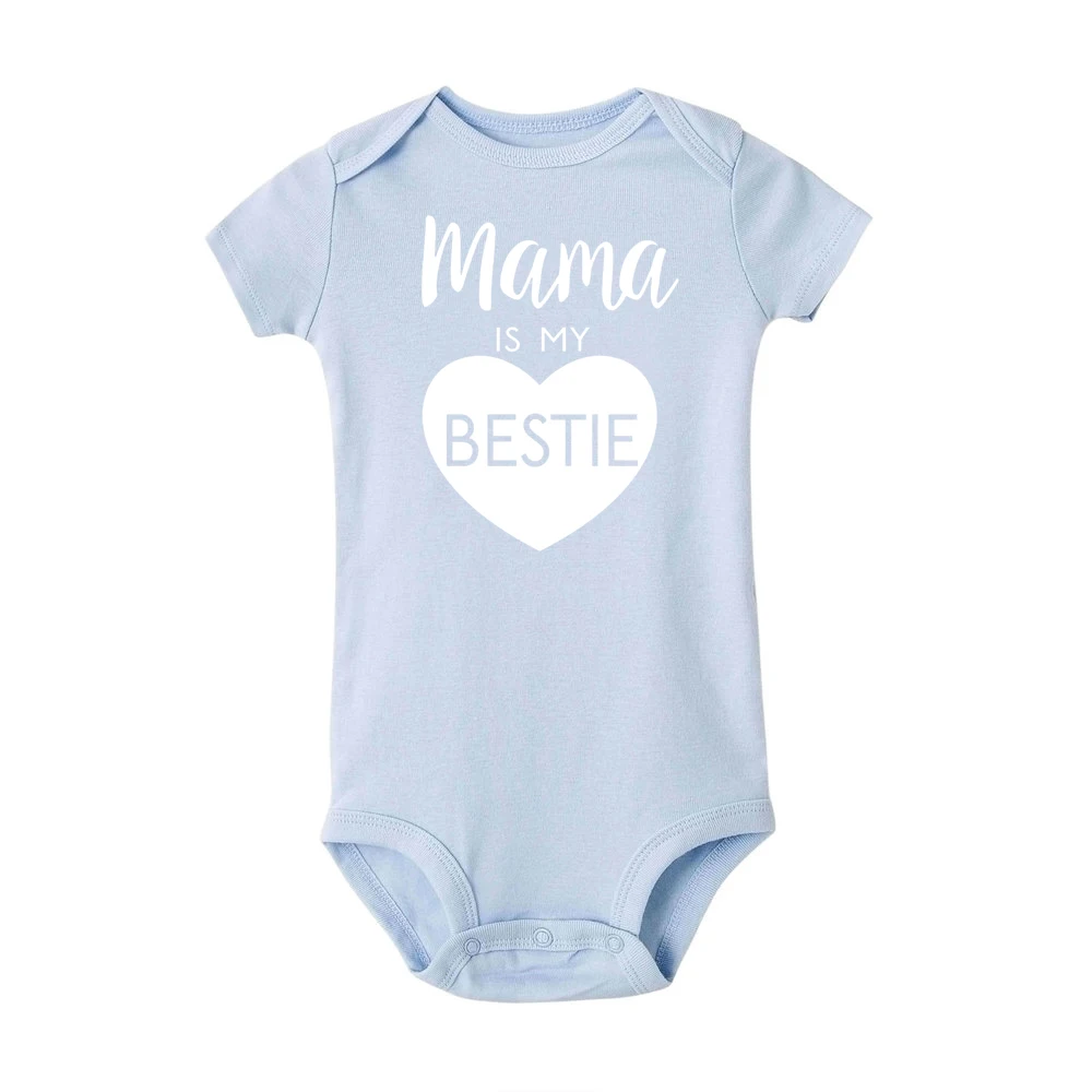 Mama Is My Bestie/Летний комбинезон для маленьких мальчиков и девочек; забавная одежда унисекс для новорожденных; Модный комбинезон с короткими рукавами для малышей