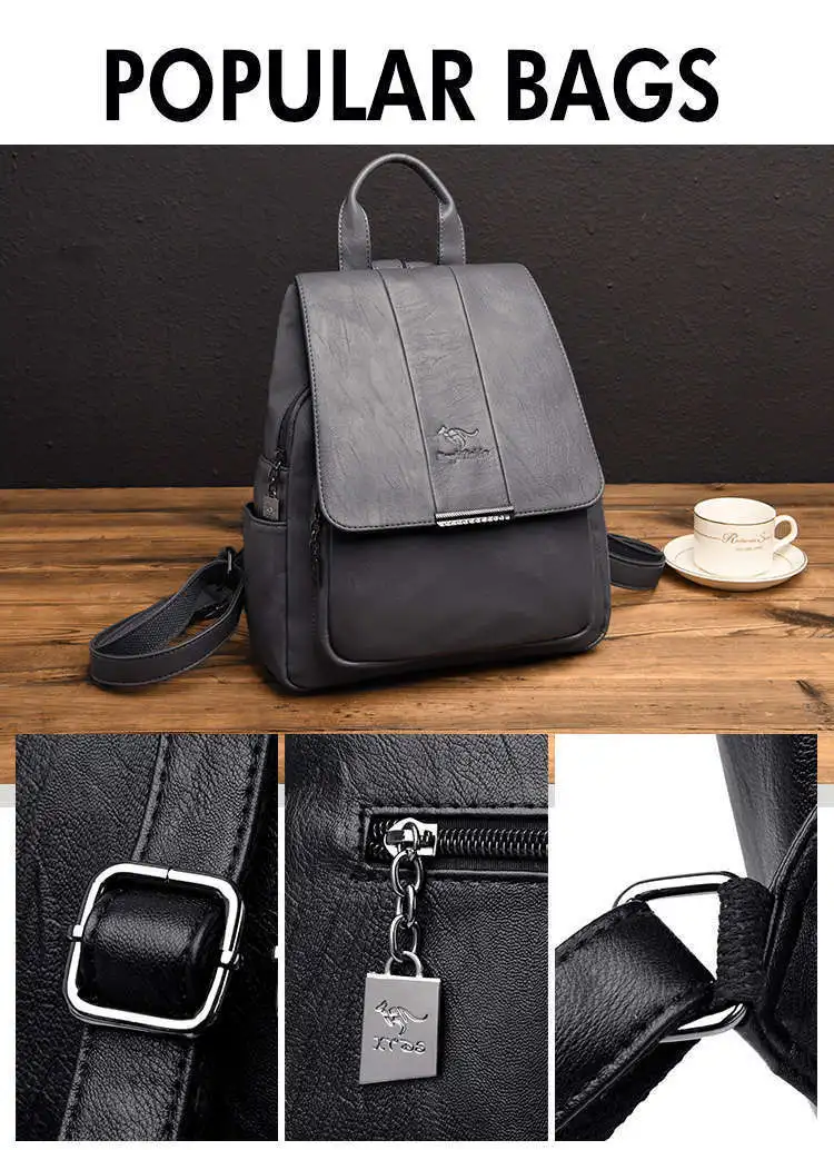 Woman High capacity travel Backpack Lady leather Backpack Fashion Female student Bag Sac a Dos School waterproof Shoulder Bags