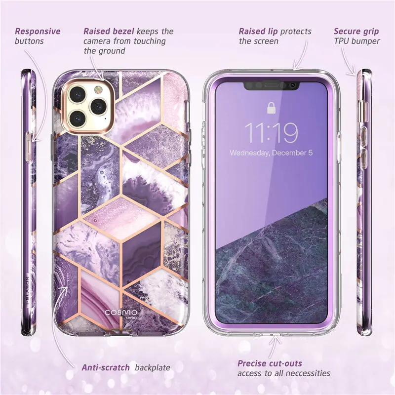 i blason for iphone 11 pro max case 6 5 inch 2019 cosmo full body glitter marble bumper case with built in screen protector free global shipping