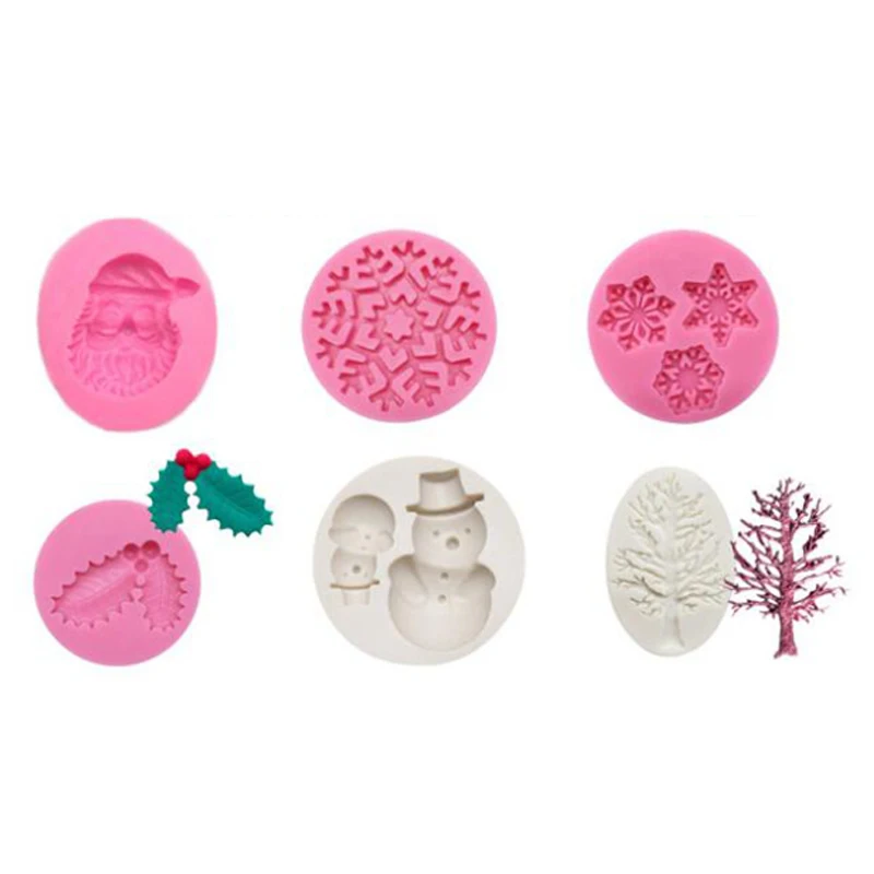 

6Pcs DIY Resin Crystal Epoxy Mould Christmas Tree Santa Snowman Snow Flower Pendant Bag Decoration Resin Silicone Mould