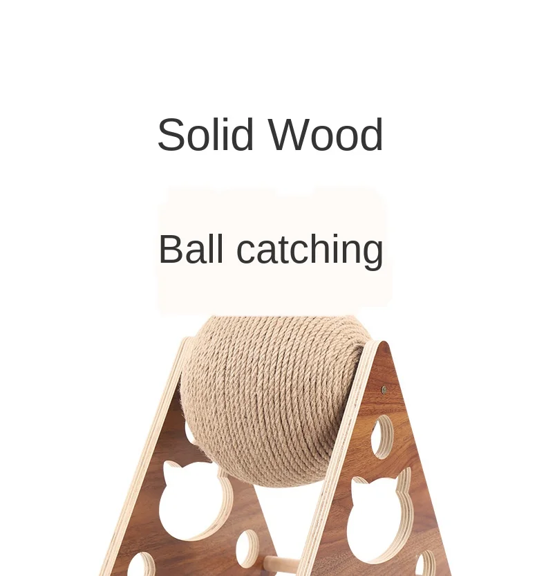 

Wooden Cat Catches The Ball Cat Grinds Its Claws Hand Made Sisal Rope Durable Cat Toys Educational Pet Products Cat Toys