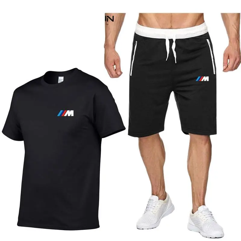 

2021 popular new cotton men's T-shirt + Sports Shorts Set summer high quality cotton T-shirt sports running set