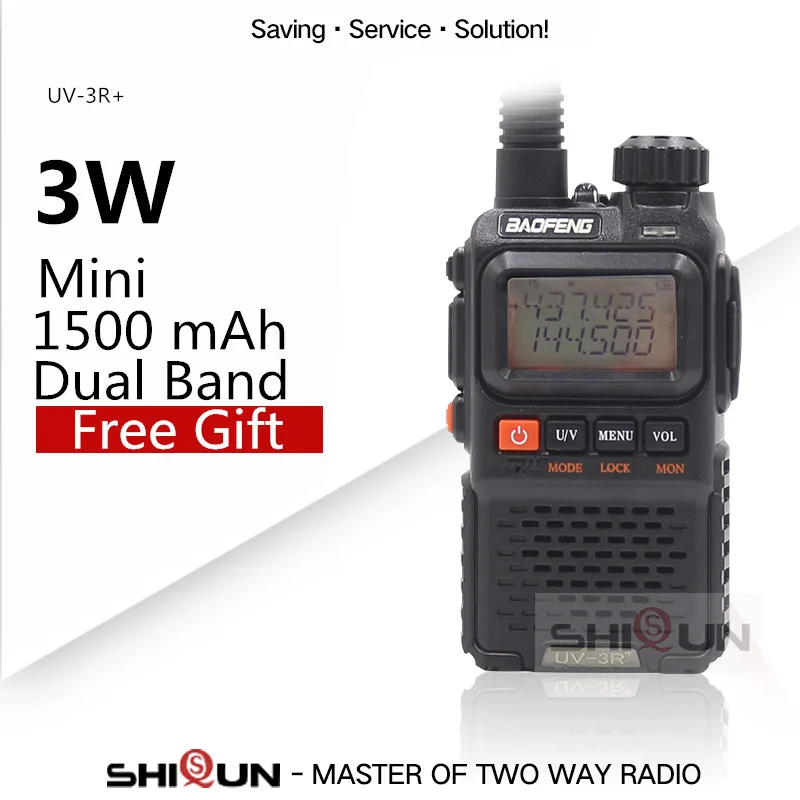 Baofeng UV 3R Plus + мини рация VHF 136 174MHz & UHF 400 470MHz двухдиапазонный двухстороннее радио