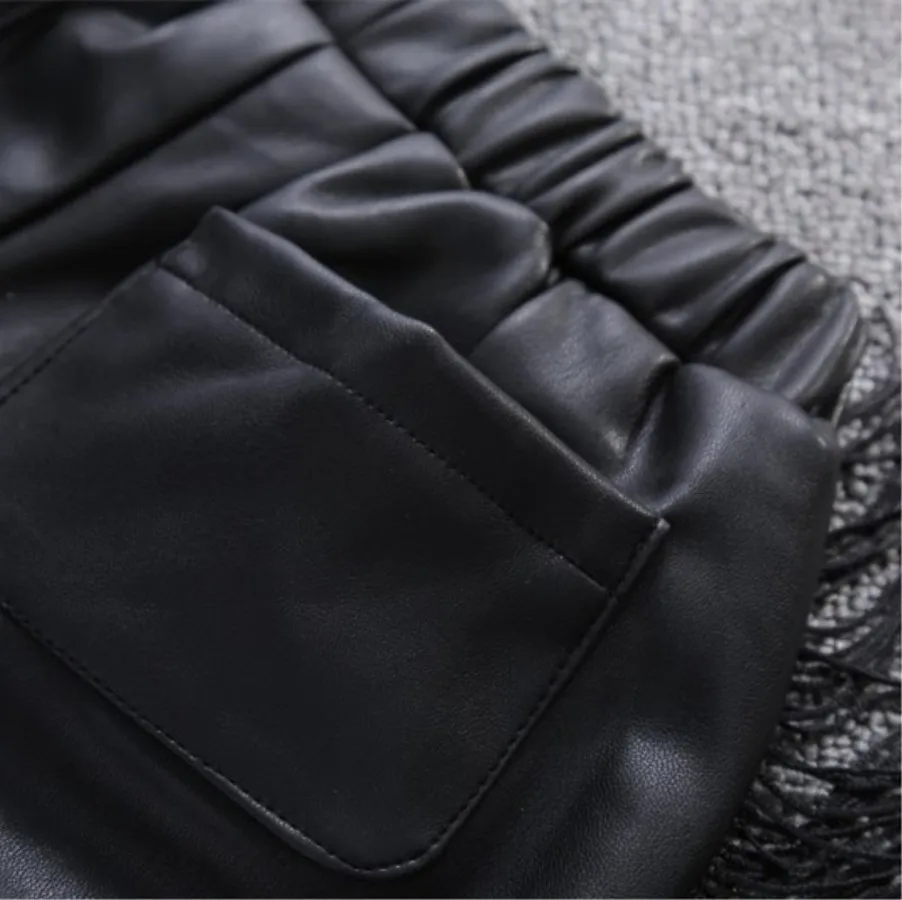 Шорты из искусственной кожи с кисточками для девочек повседневные зимние