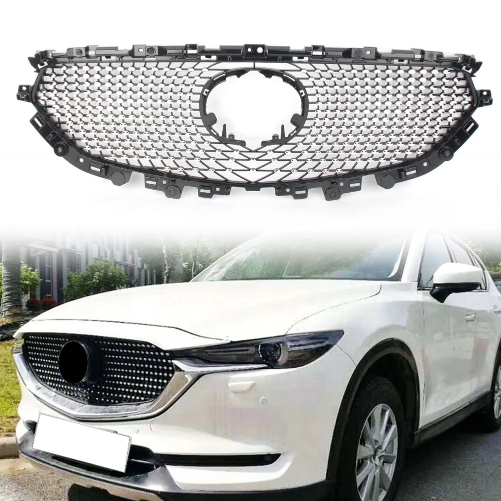 

CX5 CX8 2017-2021 Car Diamond Front Bumper Grille Radiator Mesh Grills Accessories For Mazda CX-5 CX-8 2017 2018 2019 2020 2021