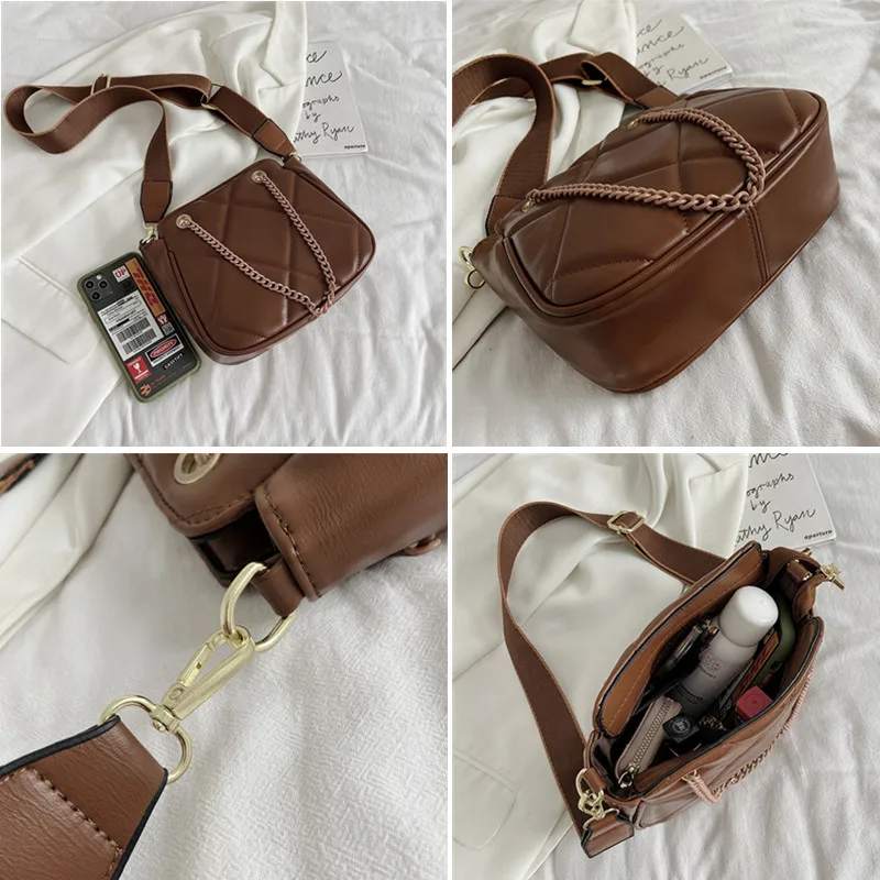 

DikizFly Chain Brand Designer PU Leather Crossbody Bags For Women 2020 Sac Simple Fashion Shoulder Bag Lady Luxury Small Handbag