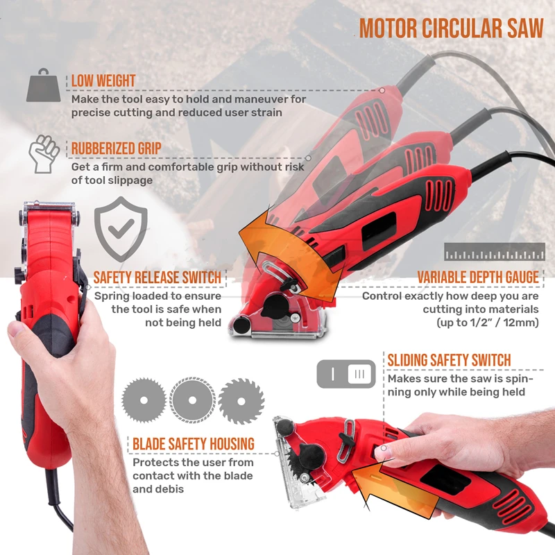 

54.8mm Electric Mini Circular Saw Multifunctional Cutting Machine Electric Laser Circular Saw Handheld Grinder Kit Woodwork Tool