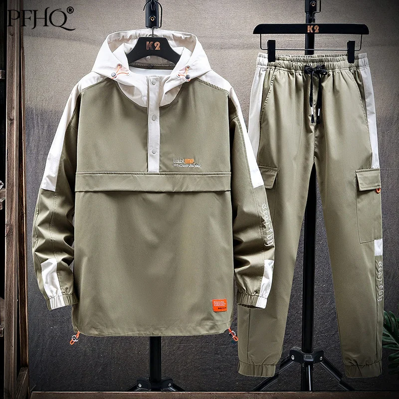 

PFHQ Men Outfit Set Autumn New Hoodie Sports Trousers Student Trend Handsome Fashion Male Two-piece Streetwear Tracksuit 21D1155