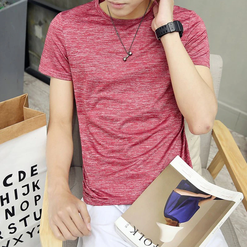 5XL Мужская одноцветная рубашка с коротким рукавом футболка о образным вырезом