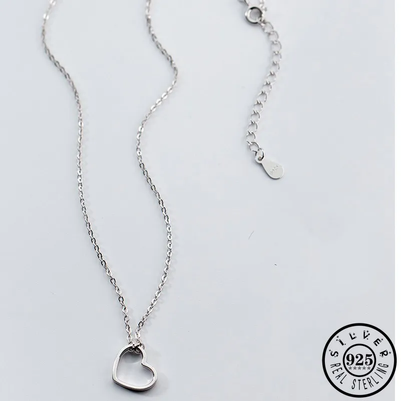 Розовое золото Цвет покрытием полый кулон сердце 925 серебро цепочка колье для