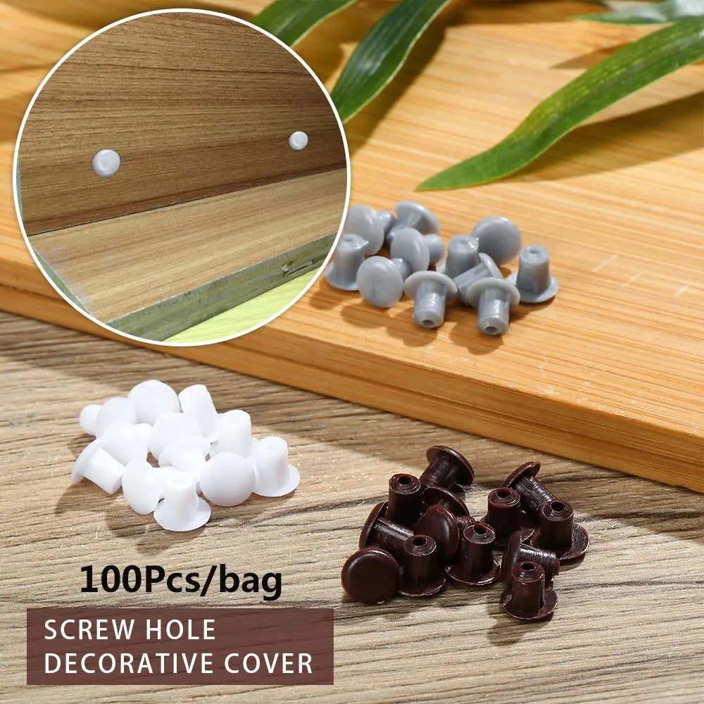 

100Pcs 5mm Furniture Hole Covers Decor Plastic Screw Cap Cabinet Drill Hole Dust Plug Grommet Hardware Fitting