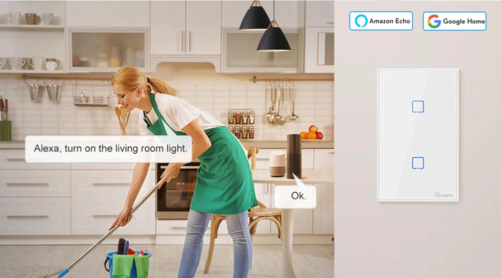 Sonoff T2 US сенсорный Wifi переключатель, Ewelink APP/433 RF пульт дистанционного управления, работа с Alexa Google Home умный дом