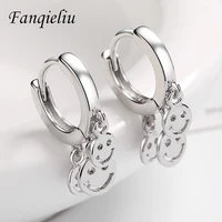 fanqieliu creatived 3pcs smile face charming solid 925 sterling silver hoop earrings women gift for girl fql21234