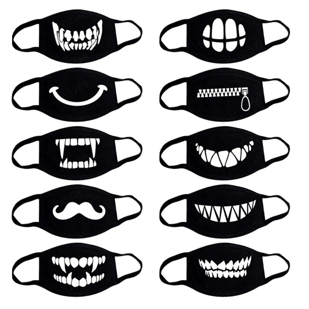 10 шт. модная противоветровая хлопковая маска для рта черная лица с