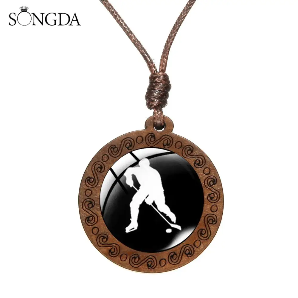 Винтажные игроки для хоккея зернистая спортивная серия деревянная подвеска с