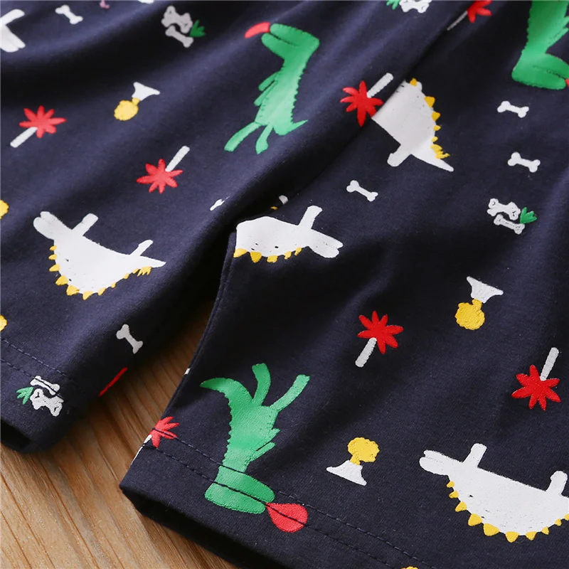 

Boys Casual Two-piece Clothes Set, Sleeveless Round Collar Dinosaur Printed Pattern Tops + Shorts
