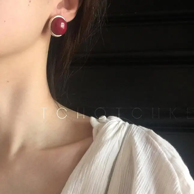 Неустаревающий чудо Потрясающие Гео смолы овальные полукруглые серьги гвоздики