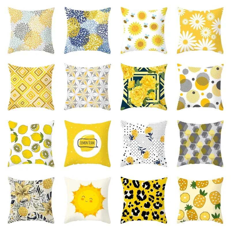 

Летняя мода свежий желтый симпатичный чехол для подушек геометрический цветочный чехол для подушки современные декоративные диванные под...