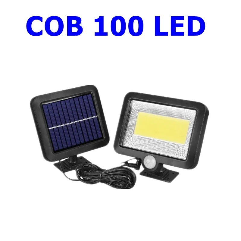 solar cob 100led Солнечный светильник 56 светодиодный водонепроницаемый IP65 PIR датчик движения настенный светильник Открытый парки сад Безопасность Аварийный уличный Солнечный садовый светильник - Испускаемый цвет: solar cob 100led