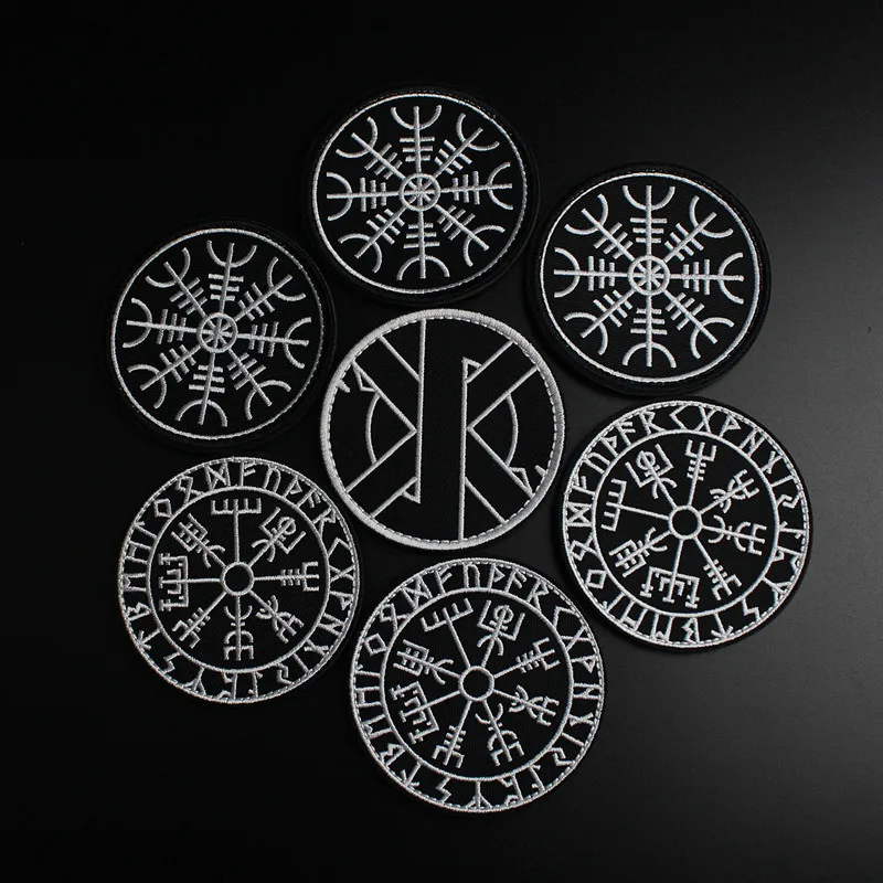 Норвежский викинг Runavin один логотип компас вышитые патч Руна Vegvis тактическая повязка на руку для джинсовая одежда наклейки на рюкзак значок