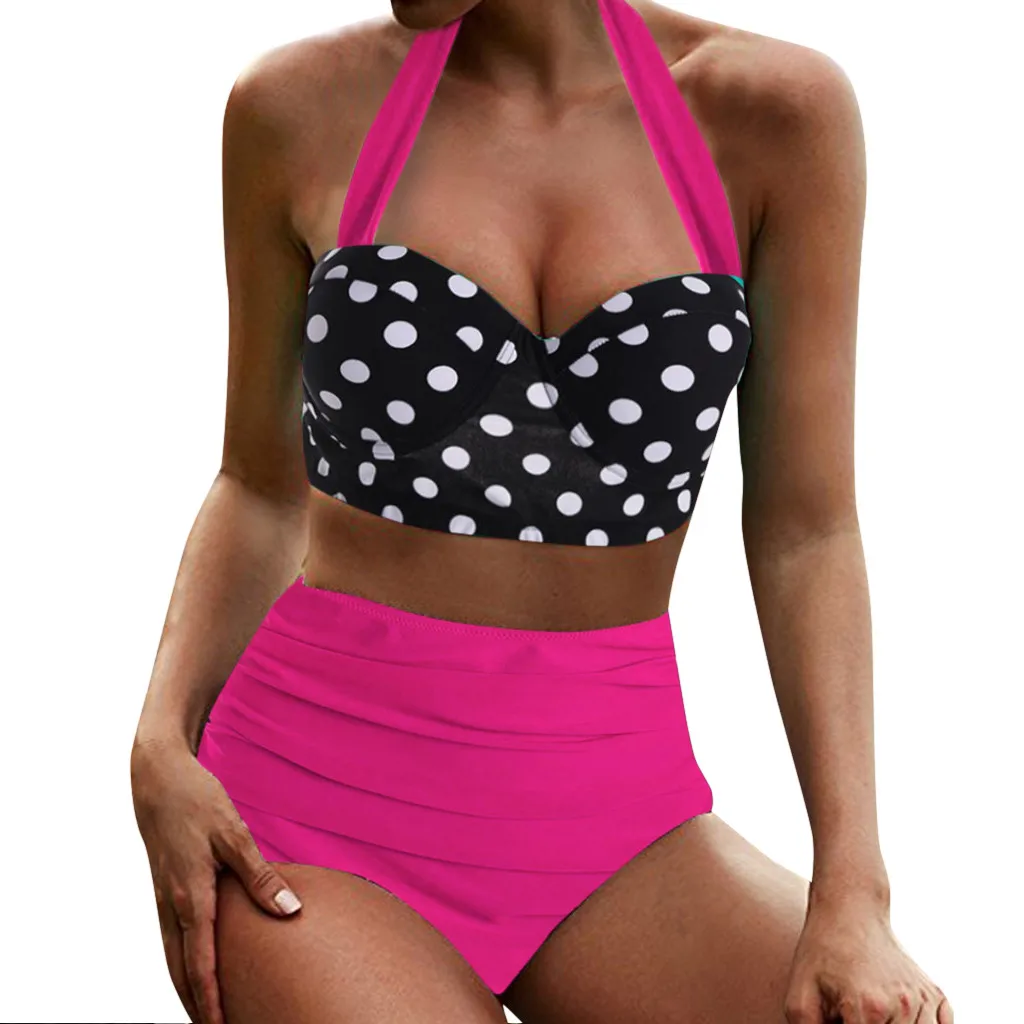 Женский бикини с высокой талией женский купальник в стиле ретро Beachewear комплект