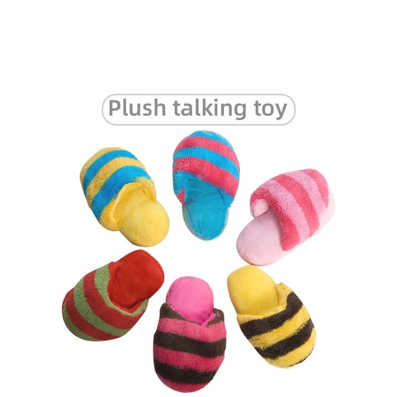 

Pet ToysPet Striped Slippers Plush Sounding Toys Cats Dogs Plush Educational Toys Music Player Random 1pc
