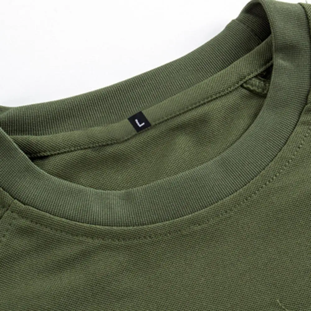 

Summer Unisex T-shirt Solid Color Quick Drying Military Short Sleeve O Neck Blouse Top for Training