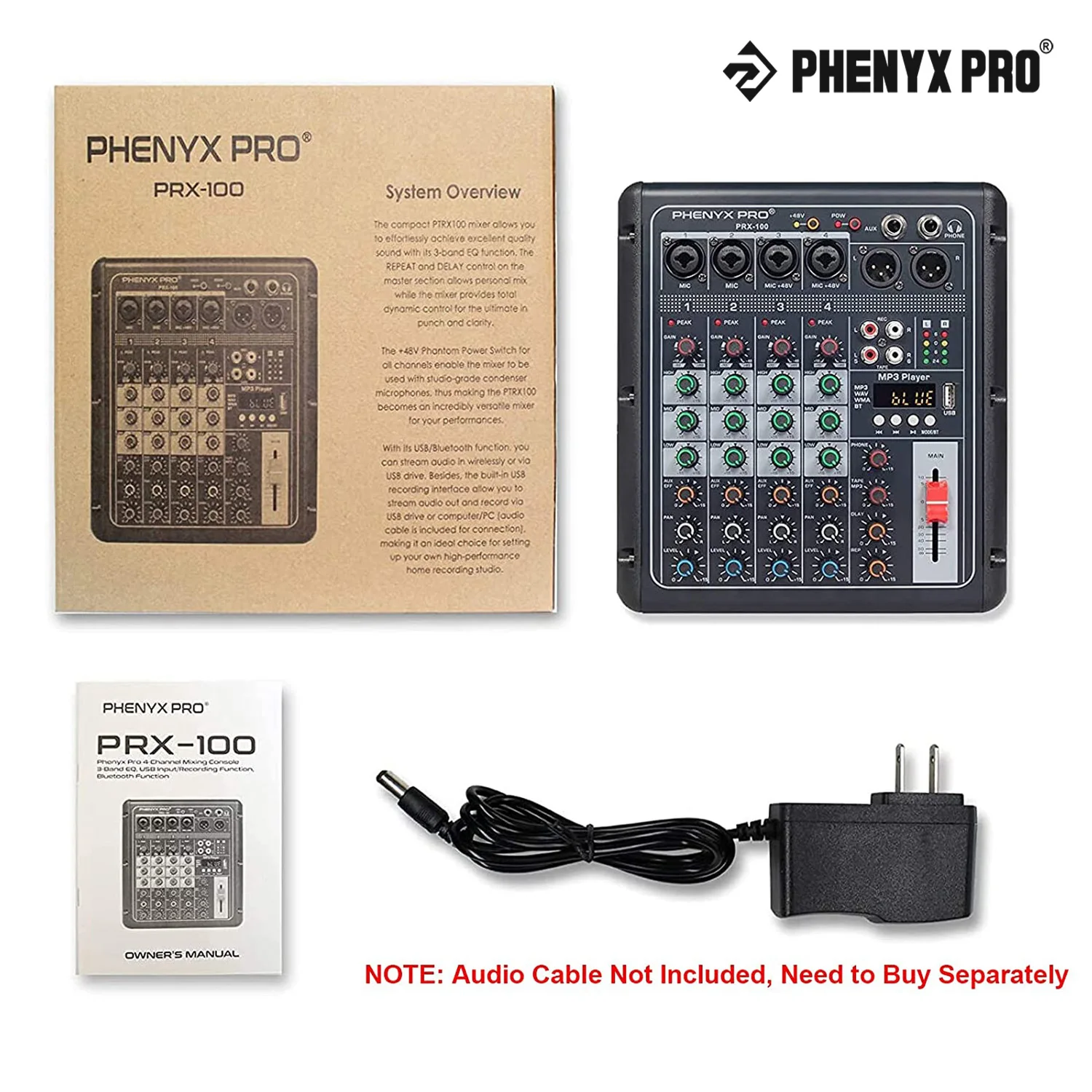 Беспроводной 4-канальный аудио микшер PHENYX PRO портативная микшерная консоль USB