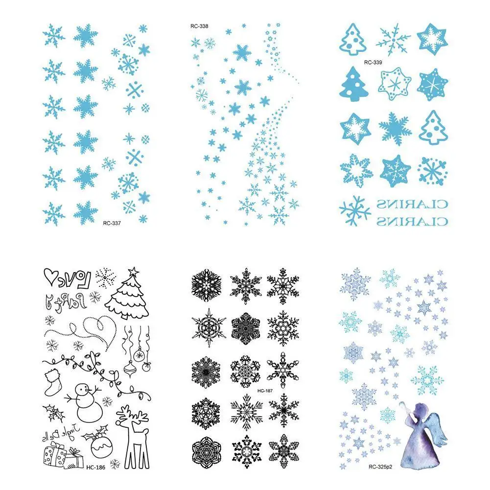 

New Christmas Tattoo Stickers Colorful Cartoon Xmas Tree Snowflakes Angel Pattern Waterproof Temporary Tattoo For Adlut Kids