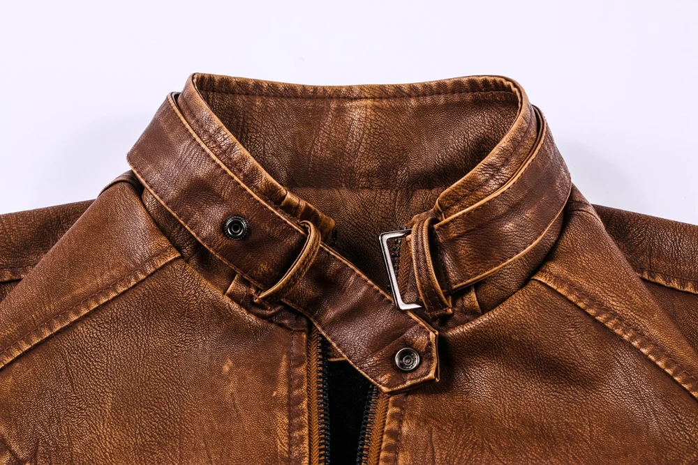 Кожаная куртка мужские Брендовые повседневные однотонные кожаные куртки Осень