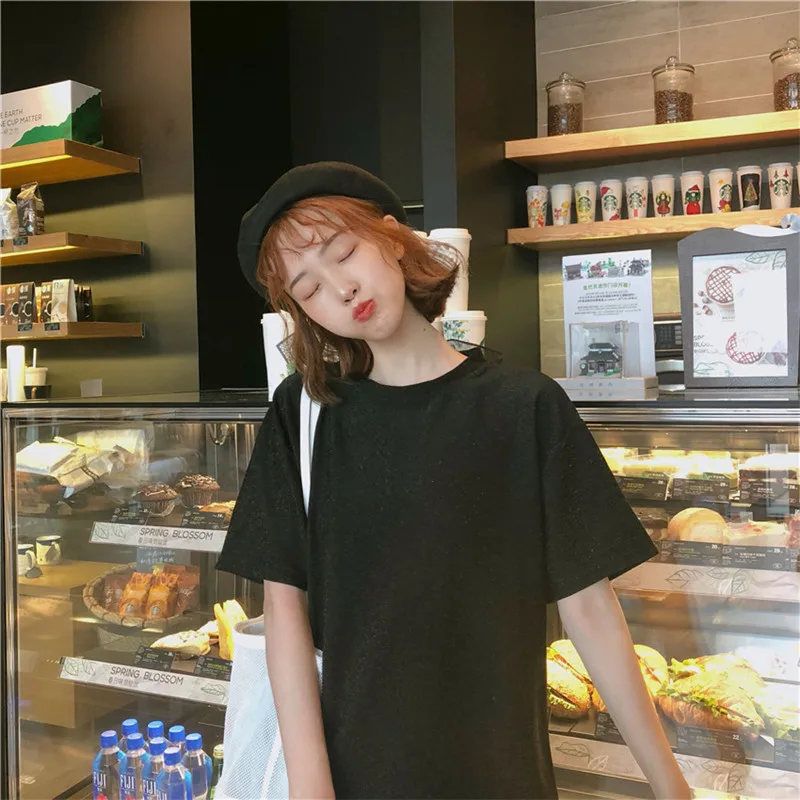 Летняя Новинка 2020 модная женская Однотонная футболка Neploe с круглым вырезом