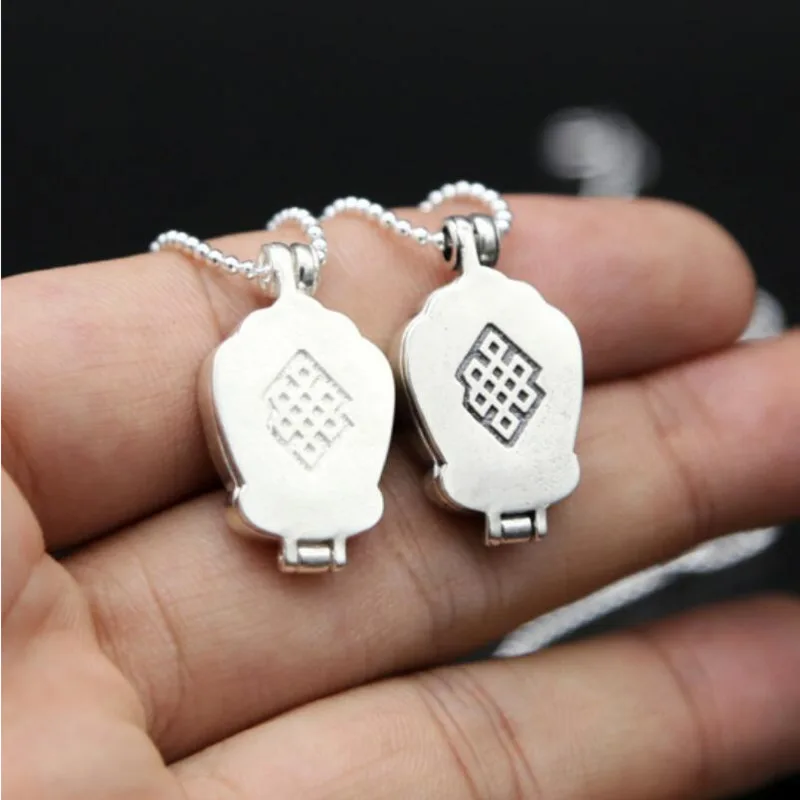 

925 Sterling Silver Simple Fashion Fine Jewelry Six-word Mantra Crown Badge Necklace Pendant Chain Charms Free Shipping (FGL)