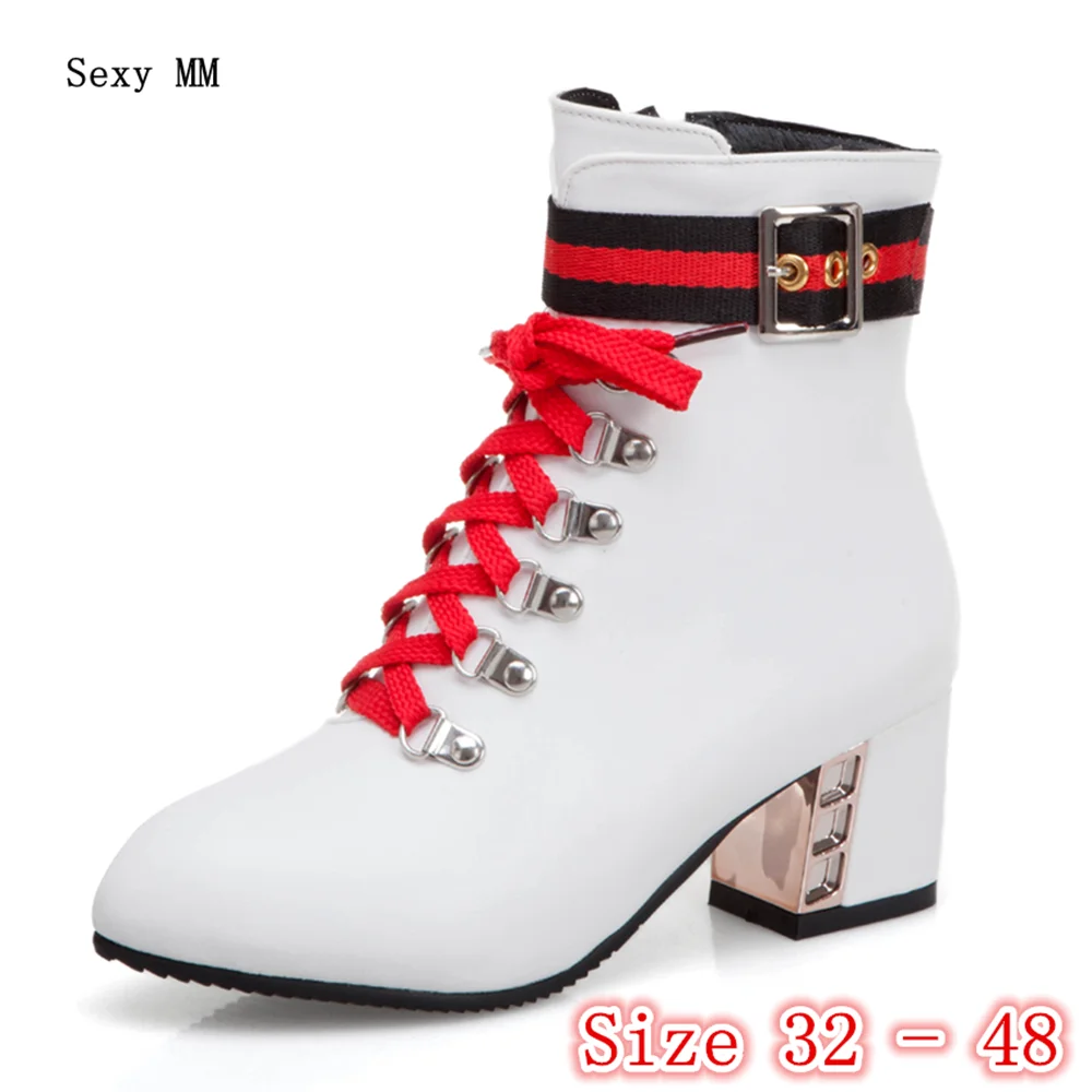

Spring Autumn High Heels Women Ankle Boots High Heel Shoes Woman Short Boots Small Plus Size 32 33 - 40 41 42 43 44 45 46 47 48