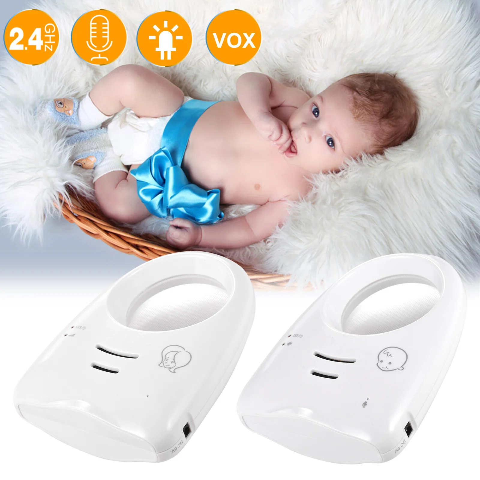 

Portable 2.4GHz Wireless Digital Audio Baby Monitor Two Way Talk Crystal Clear Baby Cry Detector Sensitive Transmission