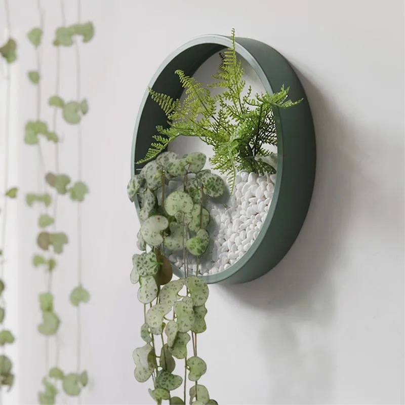 

Creative Hanging Flower Pot Round Iron Art Wall Vase Succulent Plant Pot Living Room Office Wall Planters Home Decoration Crafts