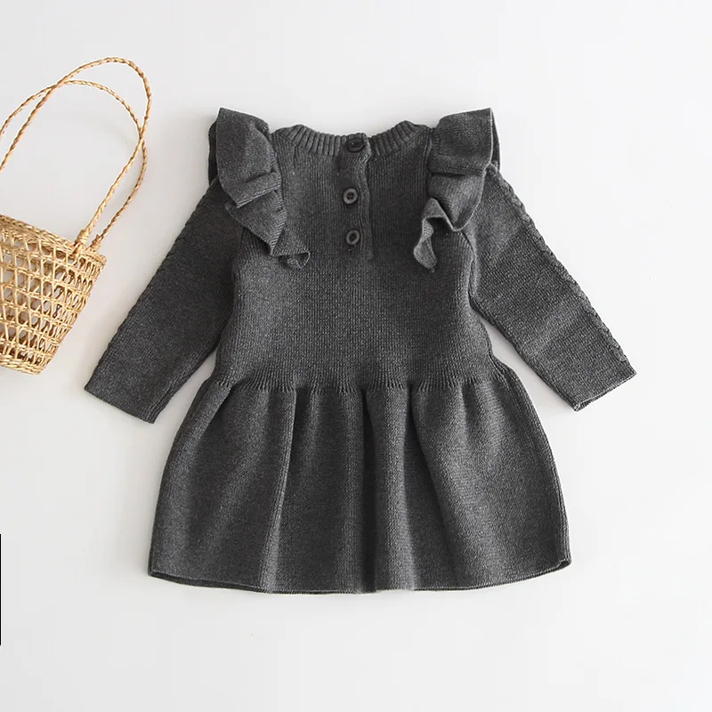 

Spring Baby Girls Dress Knitting Sweater Dress For Girls Clothes Winter Long Sleeve Party Princess Dress Children Clothes 1-4Y