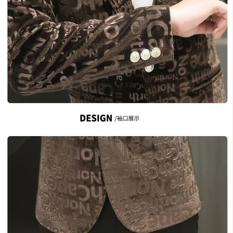 Men Golden velvet Blazers Autumn Spring Fashion Male Slim Fat Casual Suit Jacket Blazer Masculino Clothing Homme Coats S-3XL | Мужская