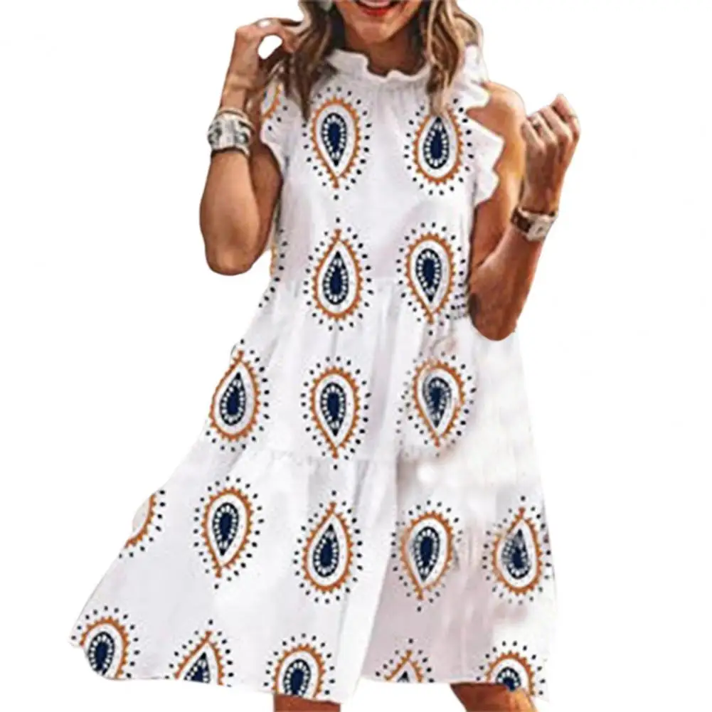 

2021 New Fashion Dress for Women Party Dress A-line Above Knee Cotton Blend O Neck Loose Dress for Summer Female Clothing