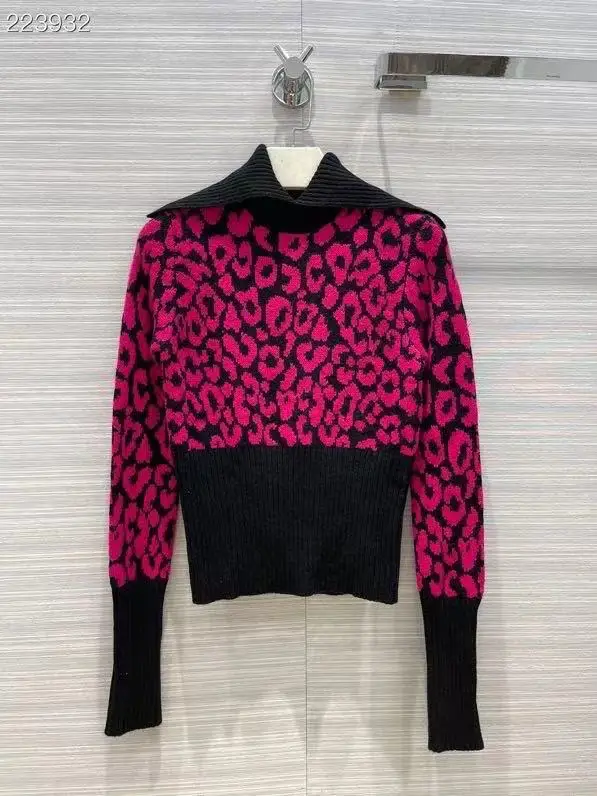 

2021 New Autumn Winter Women Cashmere Warm Sweater High-end Custom Fashion Leopard Print Designer Runway Pullover Sweater