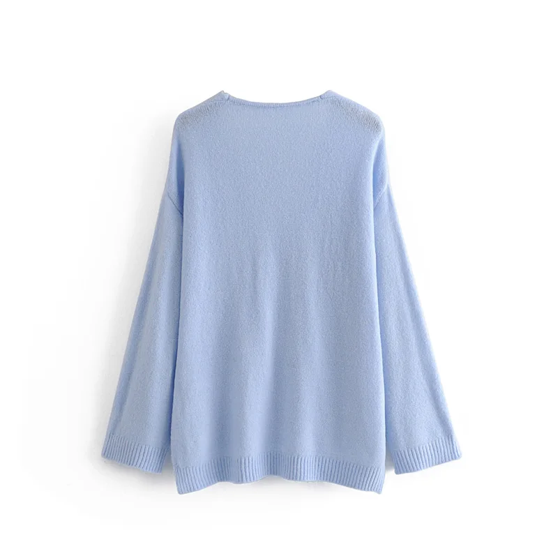 

Fall Knitwear Top For Women V Neck Long Sleeve Loose Fashion Top Pullover Top