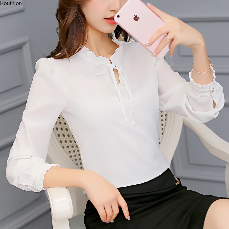 

Women's Blouses Fashion Shirt Long-sleeved Blouse Leaf Collar Spring and Summer Slim Comfortable Casual Lotus Top